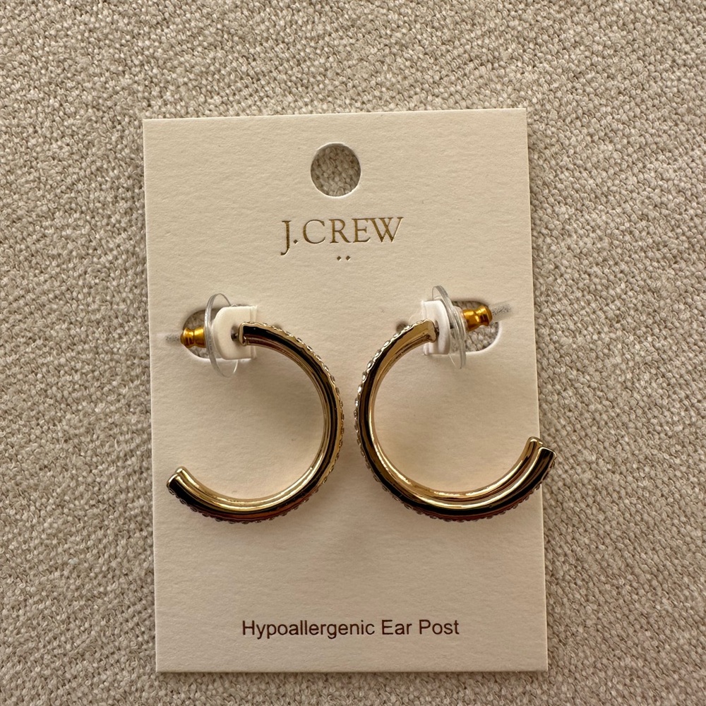 NWT J Crew Factory gold hoop earrings - Picture 2 of 3